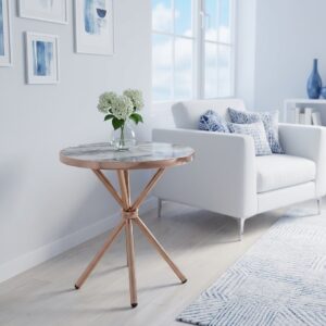 Round dining table with gold lining